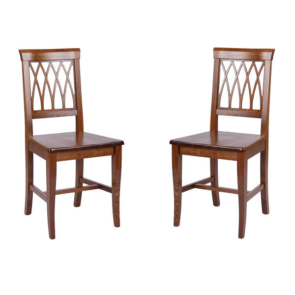 Chaises de cuisine en bois de noyer avec assise solide 2 pièces - TRECCIA