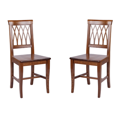 Chaises de cuisine en bois de noyer avec assise solide 2 pièces - TRECCIA