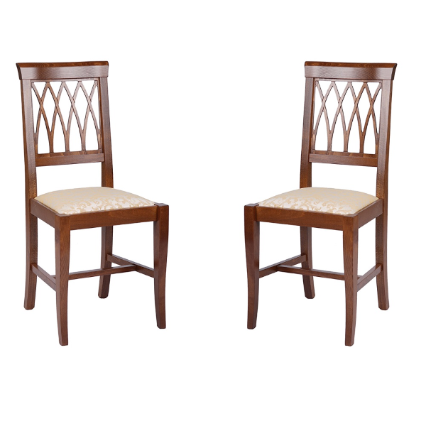 Chaises de cuisine en bois de noyer avec assise rembourrée 2 pièces - TRECCIA
