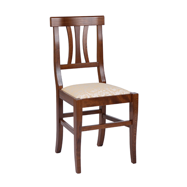 SET 2 PZ LAURA chaise en bois massif avec assise rembourrée et fini noyer