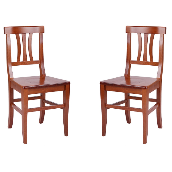 Küchenstuhl mit Holzsitz LAURA Kirsche 2er Set