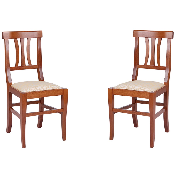 Chaise en bois avec assise rembourrée LAURA cerisier SET 2 PCS
