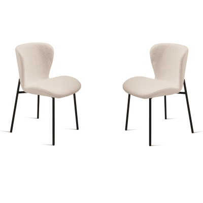 Gepolsterter Stuhl aus Wohnzimmerstoff Weiß ABRAM 2 Stühle
