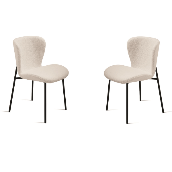Gepolsterter Stuhl aus Wohnzimmerstoff Weiß ABRAM 2 Stühle