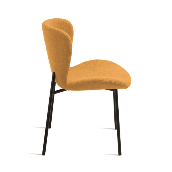 Chaise rembourrée en tissu de salon Jaune ABRAM 2 chaises