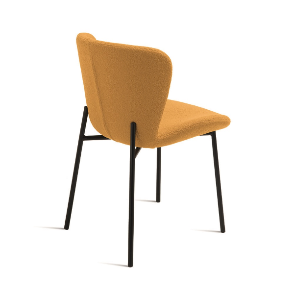 Chaise rembourrée en tissu de salon Jaune ABRAM 2 chaises