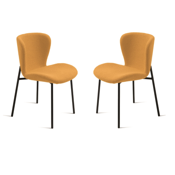 Chaise rembourrée en tissu de salon Jaune ABRAM 2 chaises