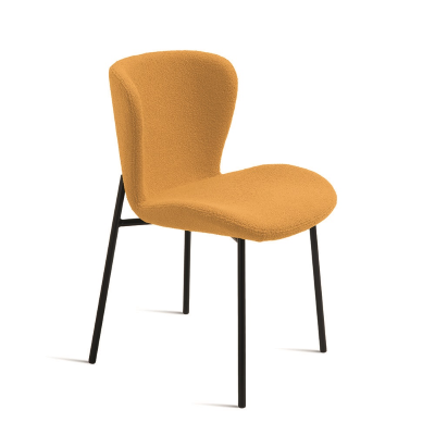 Chaise rembourrée en tissu de salon Jaune ABRAM 2 chaises