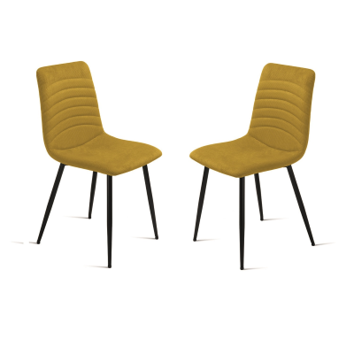 Sedia imbottita in tessuto cannettato Giallo CANNETO 2 sedie