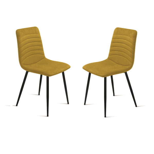 Sedia imbottita in tessuto cannettato Giallo CANNETO 2 sedie
