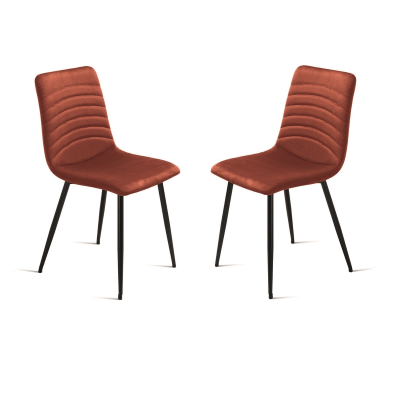Gepolsterter Stuhl aus Cannetto-Stoff Rostfarben CANNETO 2 Stühle