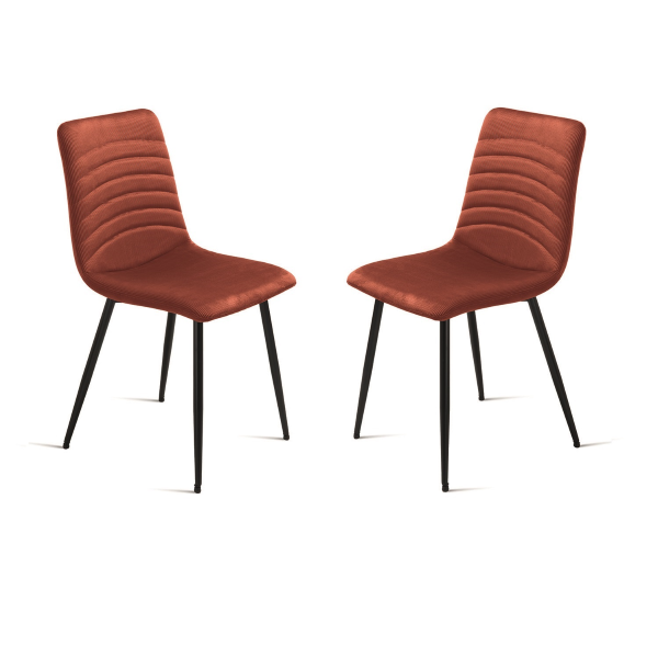 Gepolsterter Stuhl aus Cannetto-Stoff Rostfarben CANNETO 2 Stühle