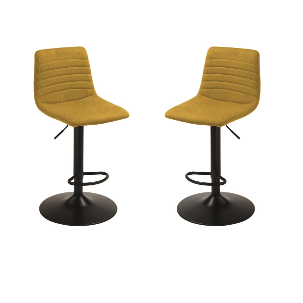 Tabouret de cuisine en tissu canné jaune CANNETO 2 pièces