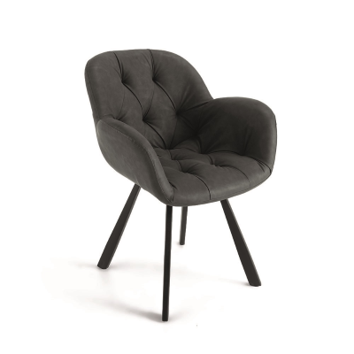 Chaise de salon en éco-cuir anthracite avec pieds en métal CELIA Set 2 pièces