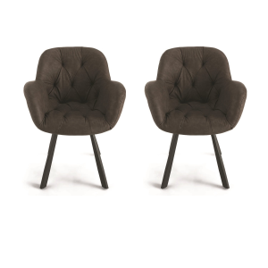 Wohnzimmerstuhl aus braunem Kunstleder mit Metallbeinen CELIA Set 2 Stück