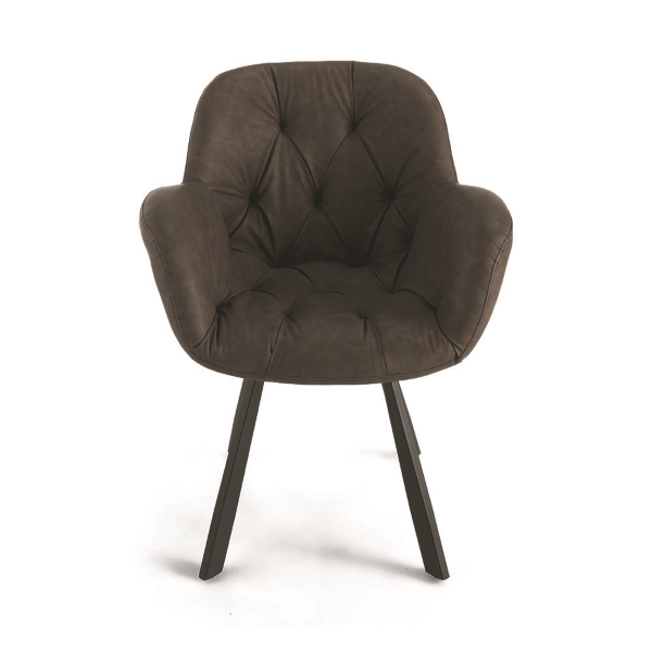 Chaise de salon en éco-cuir marron avec pieds en métal CELIA Set 2 pièces