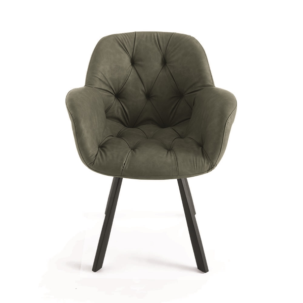 Wohnzimmerstuhl aus grünem Kunstleder mit Metallbeinen CELIA Set 2 Stück