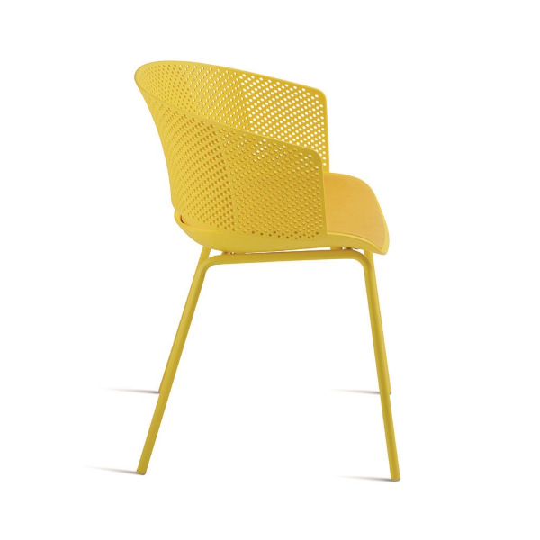 Stuhl aus gelbem Polypropylen und Polsterung aus Polyurethan CUTOLO 2 Stühle