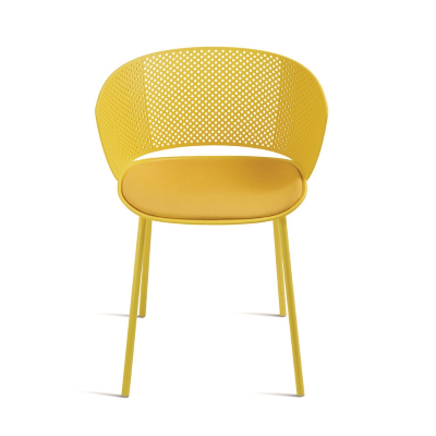 Stuhl aus gelbem Polypropylen und Polsterung aus Polyurethan CUTOLO 2 Stühle