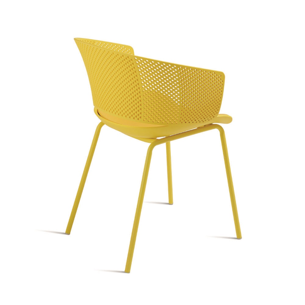 Stuhl aus gelbem Polypropylen und Polsterung aus Polyurethan CUTOLO 2 Stühle