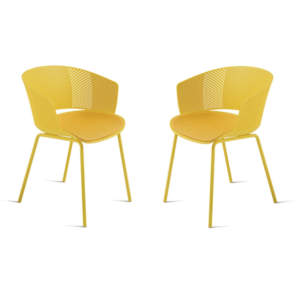 Stuhl aus gelbem Polypropylen und Polsterung aus Polyurethan CUTOLO 2 Stühle