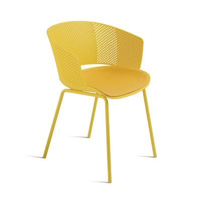 Stuhl aus gelbem Polypropylen und Polsterung aus Polyurethan CUTOLO 2 Stühle