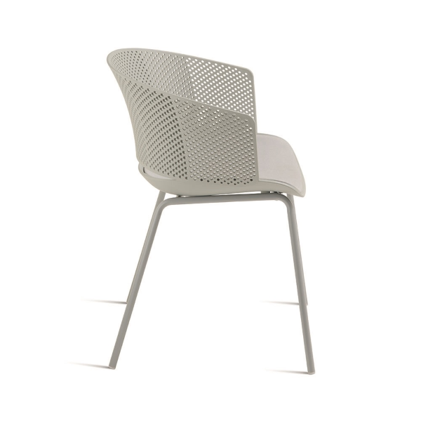 Stuhl aus hellgrauem Polypropylen und Polsterung aus Polyurethan CUTOLO 2 Stühle