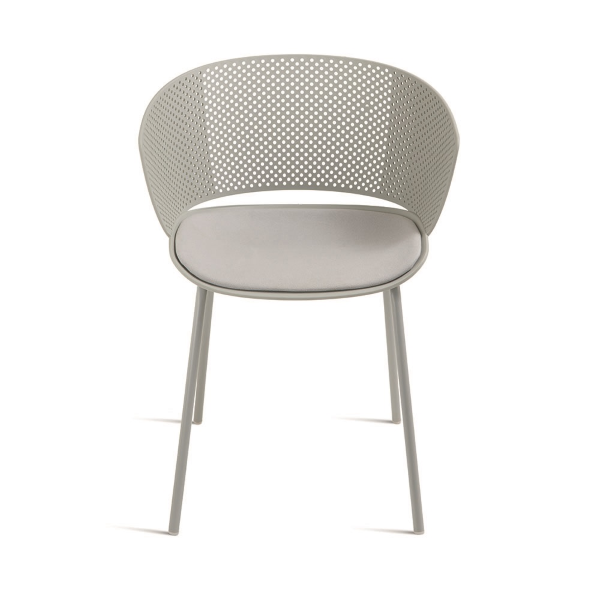 Stuhl aus hellgrauem Polypropylen und Polsterung aus Polyurethan CUTOLO 2 Stühle