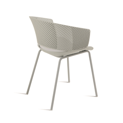 Stuhl aus hellgrauem Polypropylen und Polsterung aus Polyurethan CUTOLO 2 Stühle