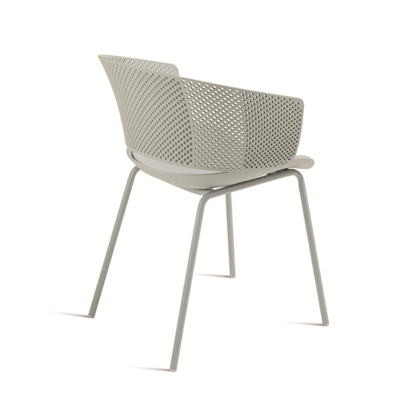 Stuhl aus hellgrauem Polypropylen und Polsterung aus Polyurethan CUTOLO 2 Stühle