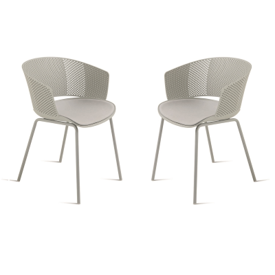 Stuhl aus hellgrauem Polypropylen und Polsterung aus Polyurethan CUTOLO 2 Stühle