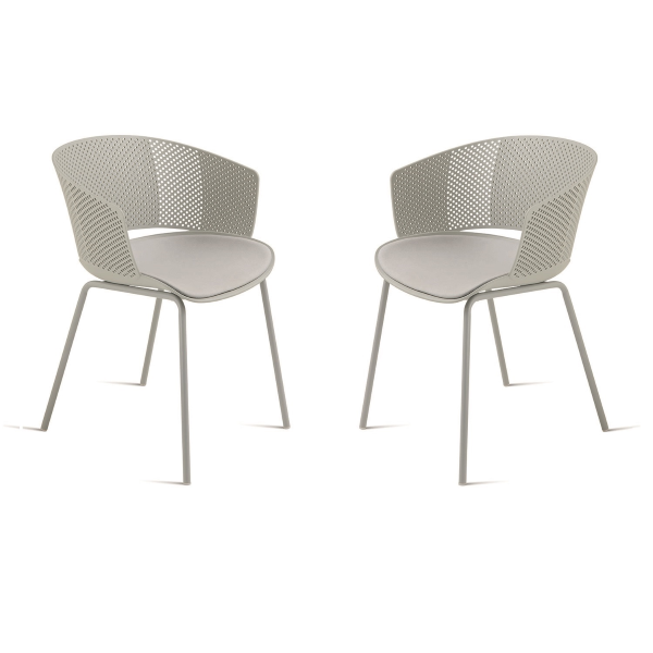Stuhl aus hellgrauem Polypropylen und Polsterung aus Polyurethan CUTOLO 2 Stühle