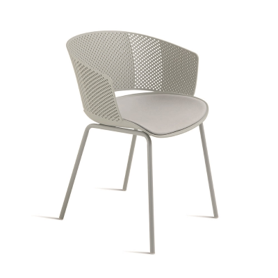 Stuhl aus hellgrauem Polypropylen und Polsterung aus Polyurethan CUTOLO 2 Stühle