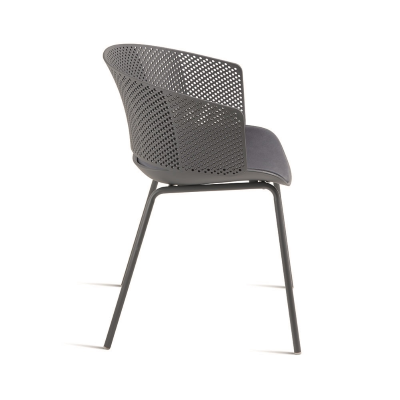 Stuhl aus dunkelgrauem Polypropylen und Polyurethanpolsterung CUTOLO 2 Stühle