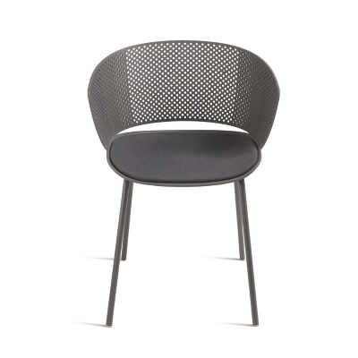 Stuhl aus dunkelgrauem Polypropylen und Polyurethanpolsterung CUTOLO 2 Stühle