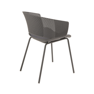 Stuhl aus dunkelgrauem Polypropylen und Polyurethanpolsterung CUTOLO 2 Stühle