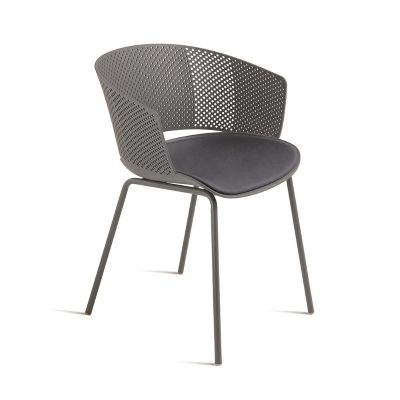 Stuhl aus dunkelgrauem Polypropylen und Polyurethanpolsterung CUTOLO 2 Stühle