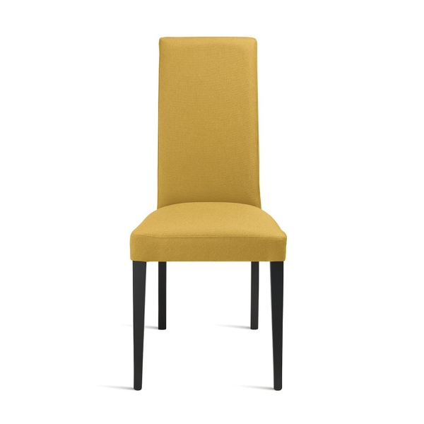 Gelber Stoffstuhl mit Holzbeinen DENVER 2 Stühle