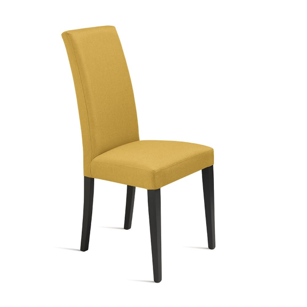 Gelber Stoffstuhl mit Holzbeinen DENVER 2 Stühle
