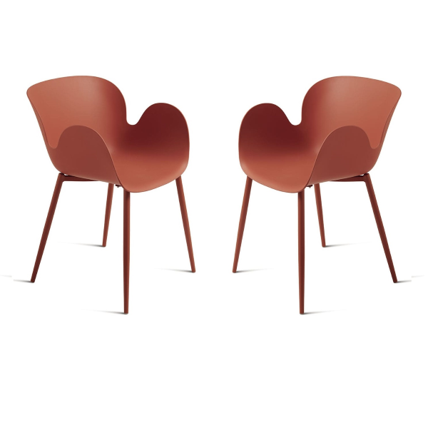 Silla ruggine polipropileno con estructura metálica FLUO 2 sillas