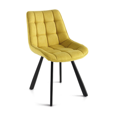 Küchenstuhl aus gelbem Stoff Metallbeine FRIEDIC Set 2 Stück