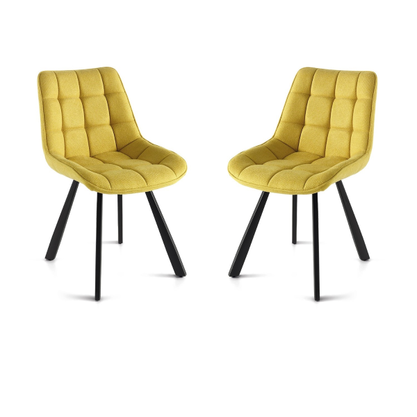 Küchenstuhl aus gelbem Stoff Metallbeine FRIEDIC Set 2 Stück