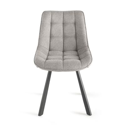 Chaise de cuisine en tissu gris clair avec pieds en métal FRIEDIC set 2 pcs