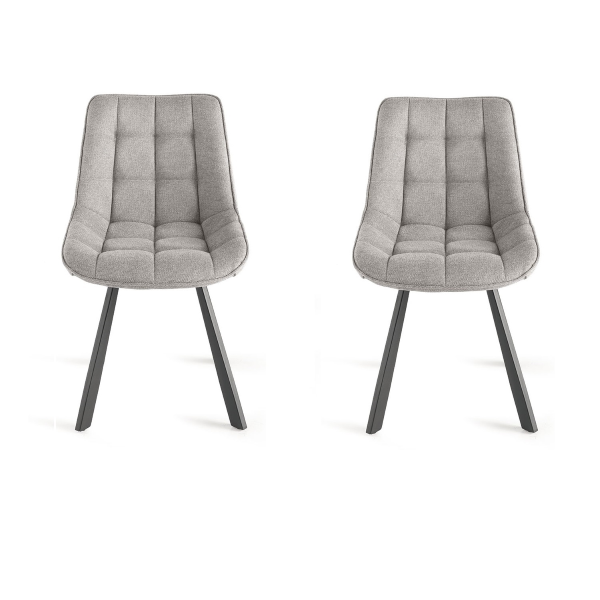 Chaise de cuisine en tissu gris clair avec pieds en métal FRIEDIC set 2 pcs
