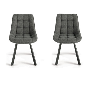 Küchenstuhl aus rauchgrauem Stoff mit Metallbeinen FRIEDIC Set 2 Stück