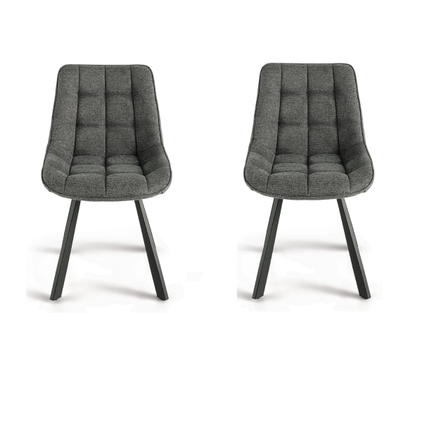 Küchenstuhl aus rauchgrauem Stoff mit Metallbeinen FRIEDIC Set 2 Stück