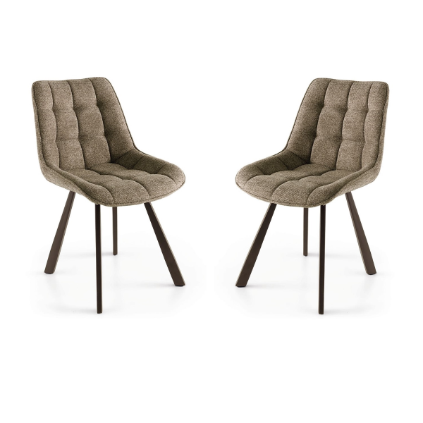 Chaise de cuisine en tissu marron avec pieds en métal FRIEDIC set 2 pièces