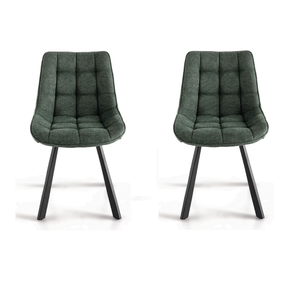 Küchenstuhl aus grünem Stoff mit Metallbeinen FRIEDIC Set 2 Stück