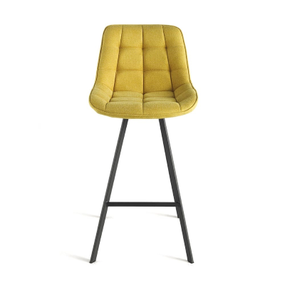 Küchenhocker aus gelbem Stoff mit Metallbeinen FRIEDIC-Set 2 Stück