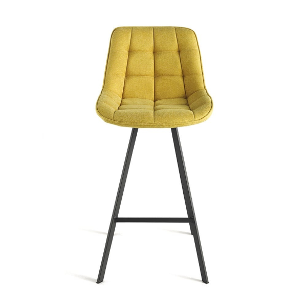 Küchenhocker aus gelbem Stoff mit Metallbeinen FRIEDIC-Set 2 Stück